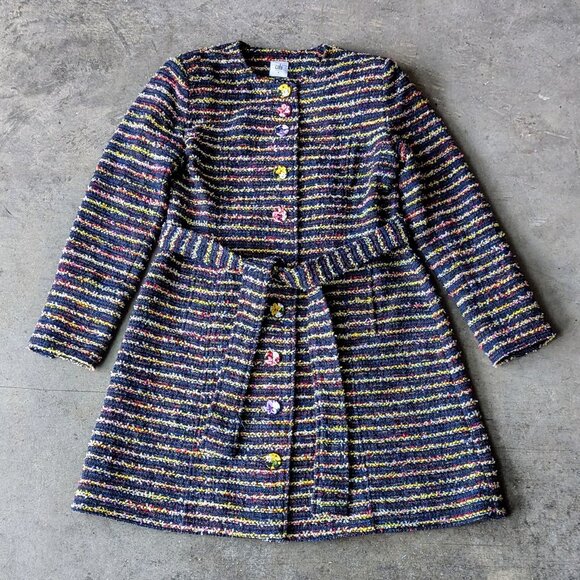 Cabi Headline Topper Coat Tweed Belted Button Front Jacket size 4 - Picture 1 of 12